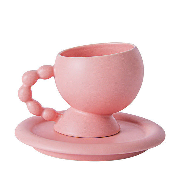 European Ceramic Coffee Cup and Saucer Set