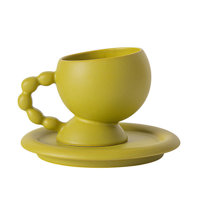 European Ceramic Coffee Cup and Saucer Set