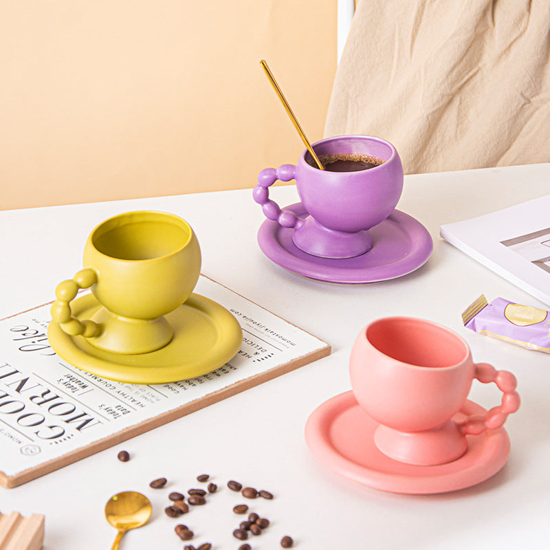 European Ceramic Coffee Cup and Saucer Set