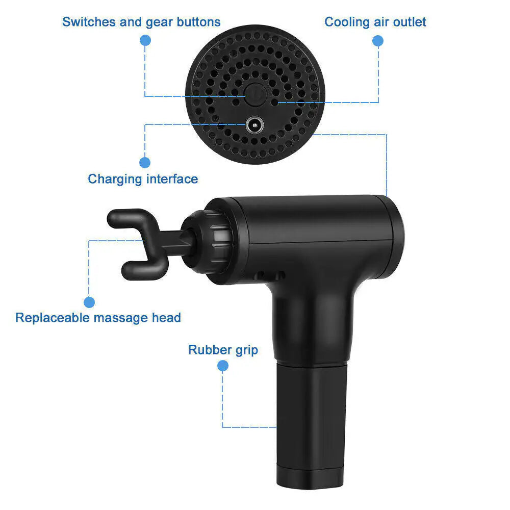 Massage Gun Deep Tissue Muscle + 4 Heads