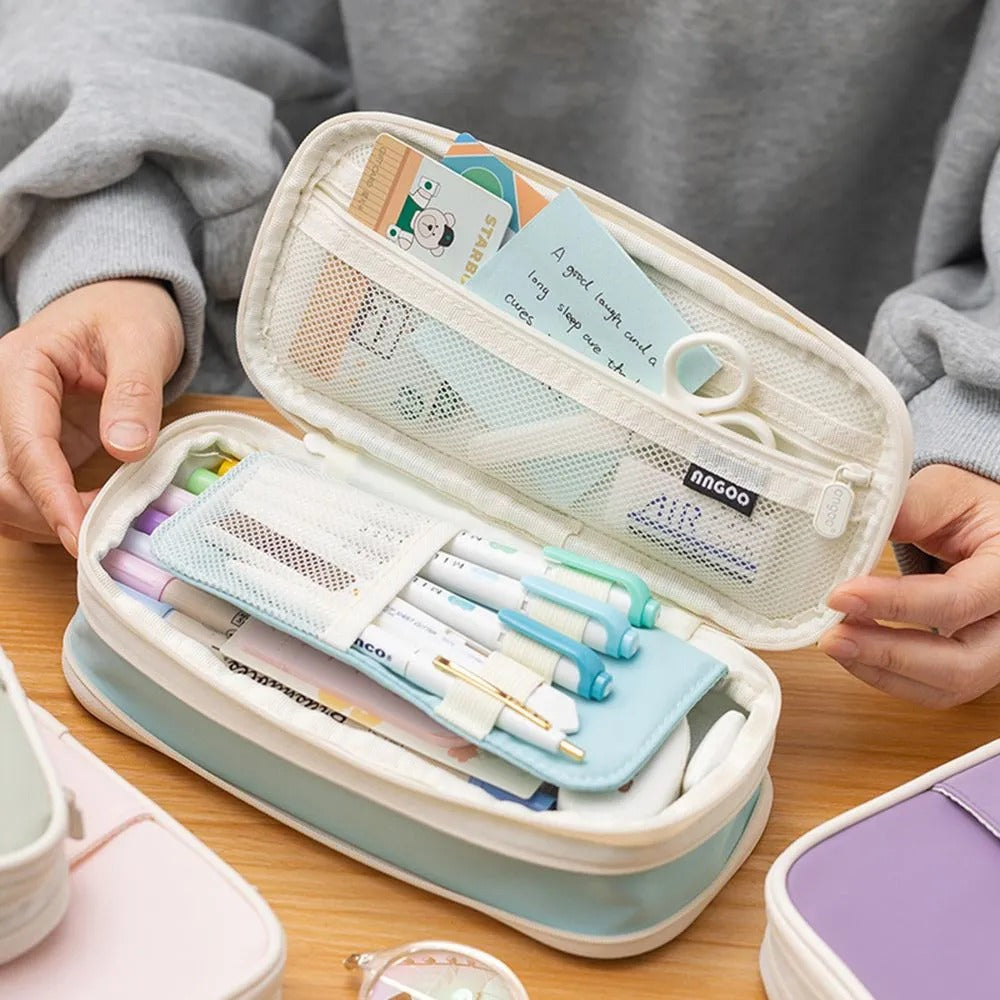 Upgraded Macaron Color Student File Box & Pencil Case