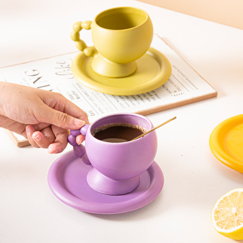 European Ceramic Coffee Cup and Saucer Set