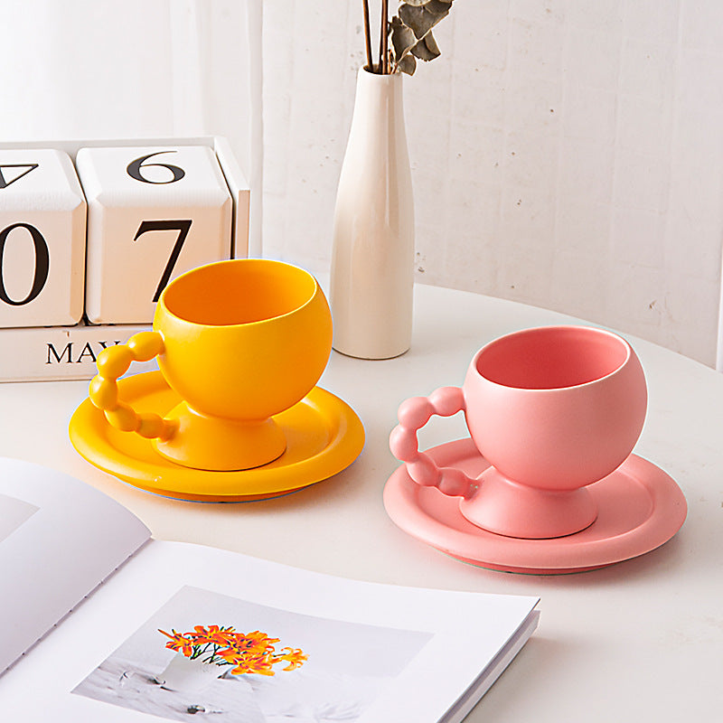 European Ceramic Coffee Cup and Saucer Set