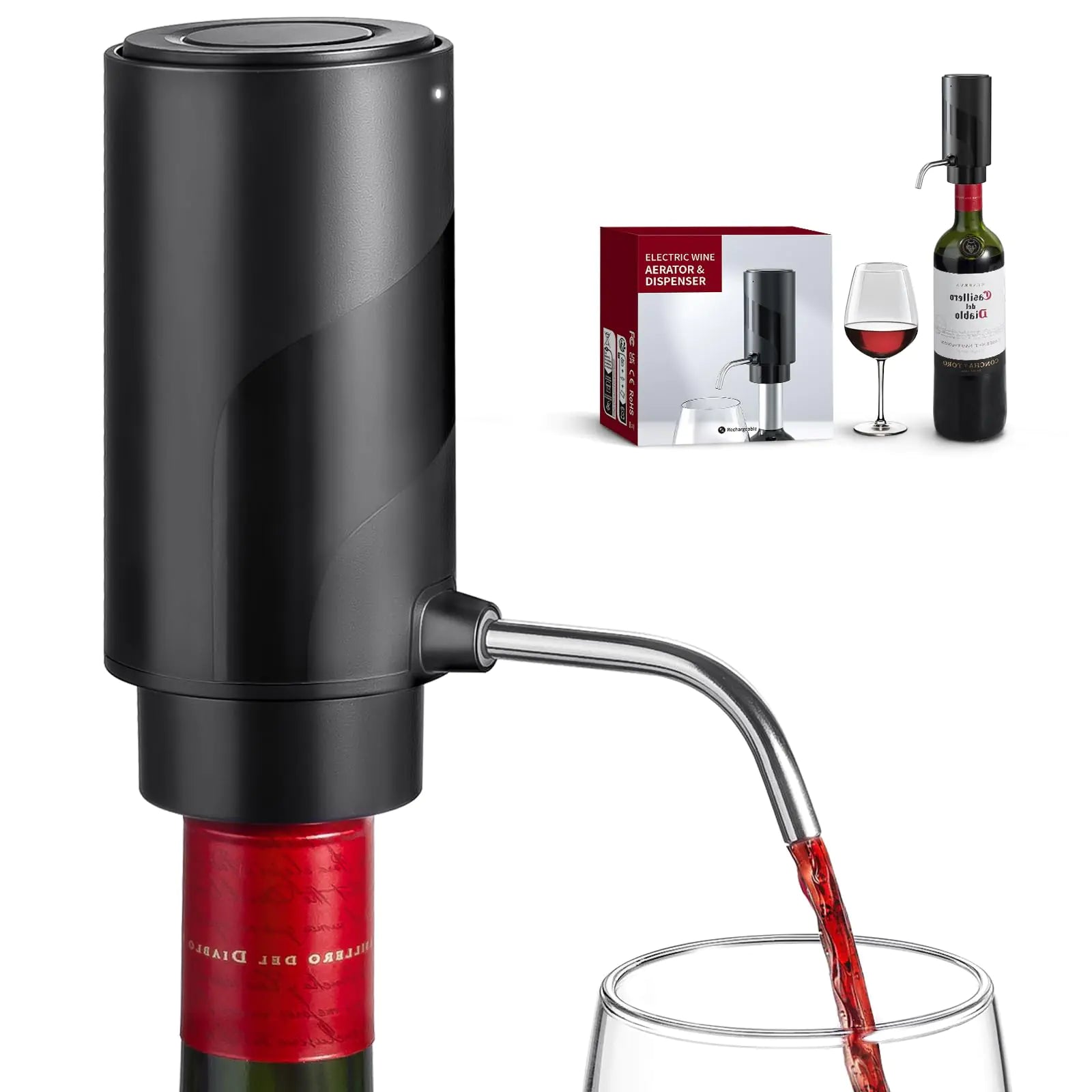 Smart Wine Aerator & Dispenser: Rechargeable Automatic Decanter