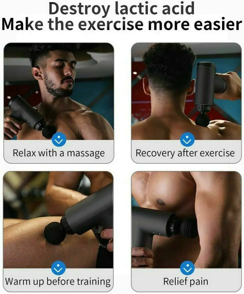 Massage Gun Deep Tissue Muscle + 4 Heads